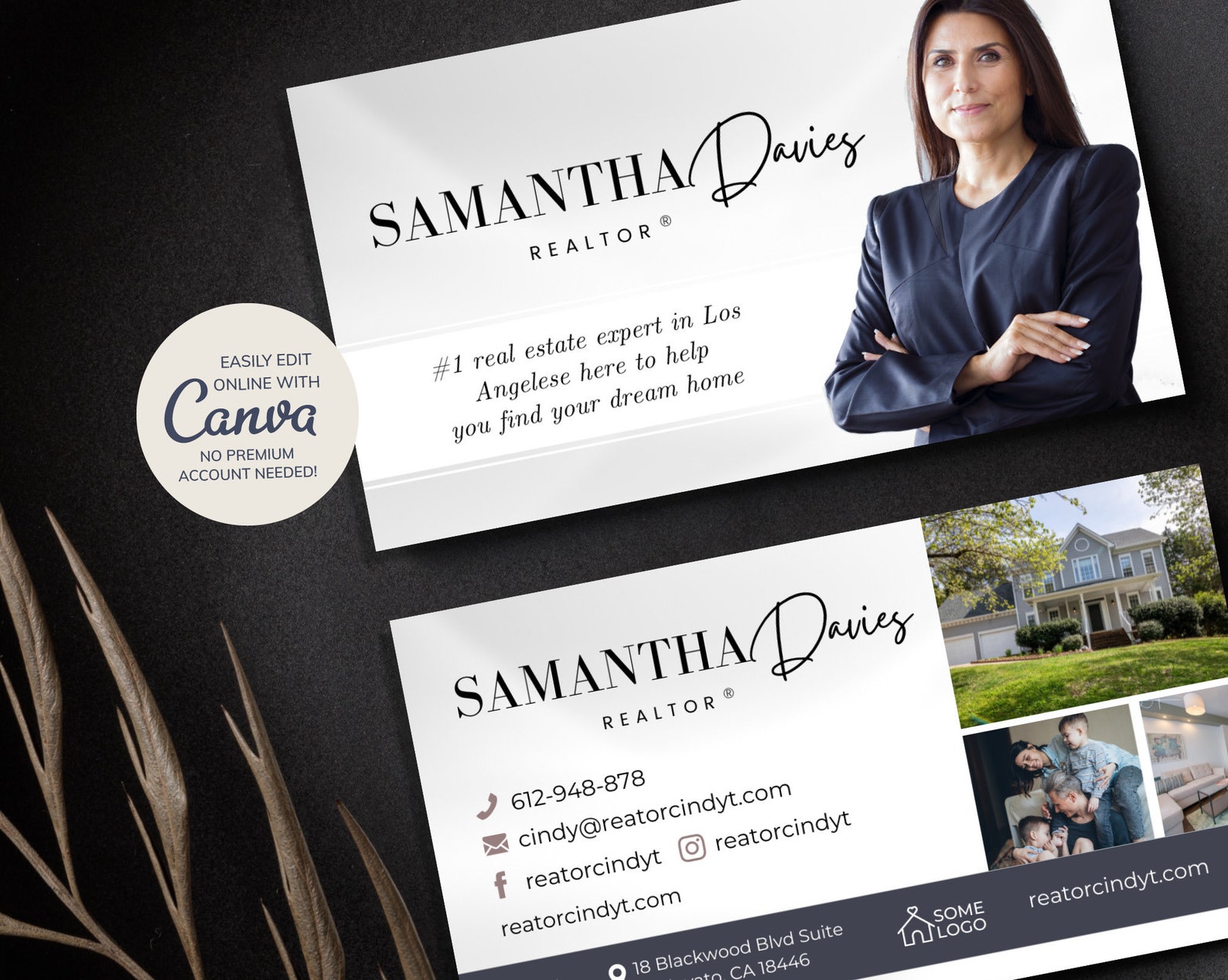 Realtor Business Card Template Canva Card Design Real Estate | Etsy