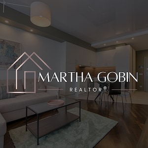 Rose Gold Realtor Logo - House Logo Design - Modern Real Estate Logo - Canva Branding Template - Grey Blush - Interior Design Logo Template