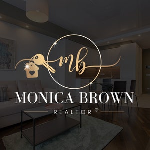 Realtor Logo Design, Real Estate Logo and Branding Template, Gold Key and House Logo, Monogram Realtor Logo, Luxury Modern Logo, Canva