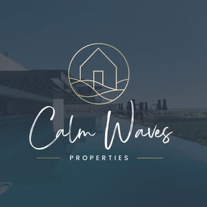Logotipo de casa de playa, logotipo de alquiler vacacional costero, marca de casa de vacaciones, logotipo de Airbnb junto al mar, logotipo de agente inmobiliario, logotipo de propiedad frente al mar, Canva