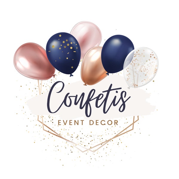 Ballon Logo Design, Party Dekor Logo Vorlage, Event Dekoration Branding Kit, Rose Gold Ballons Logo, Canva Business Logo, Party Shop