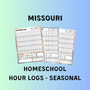 Missouri Homeschool Hour Log 2025-2026 - Seasonal