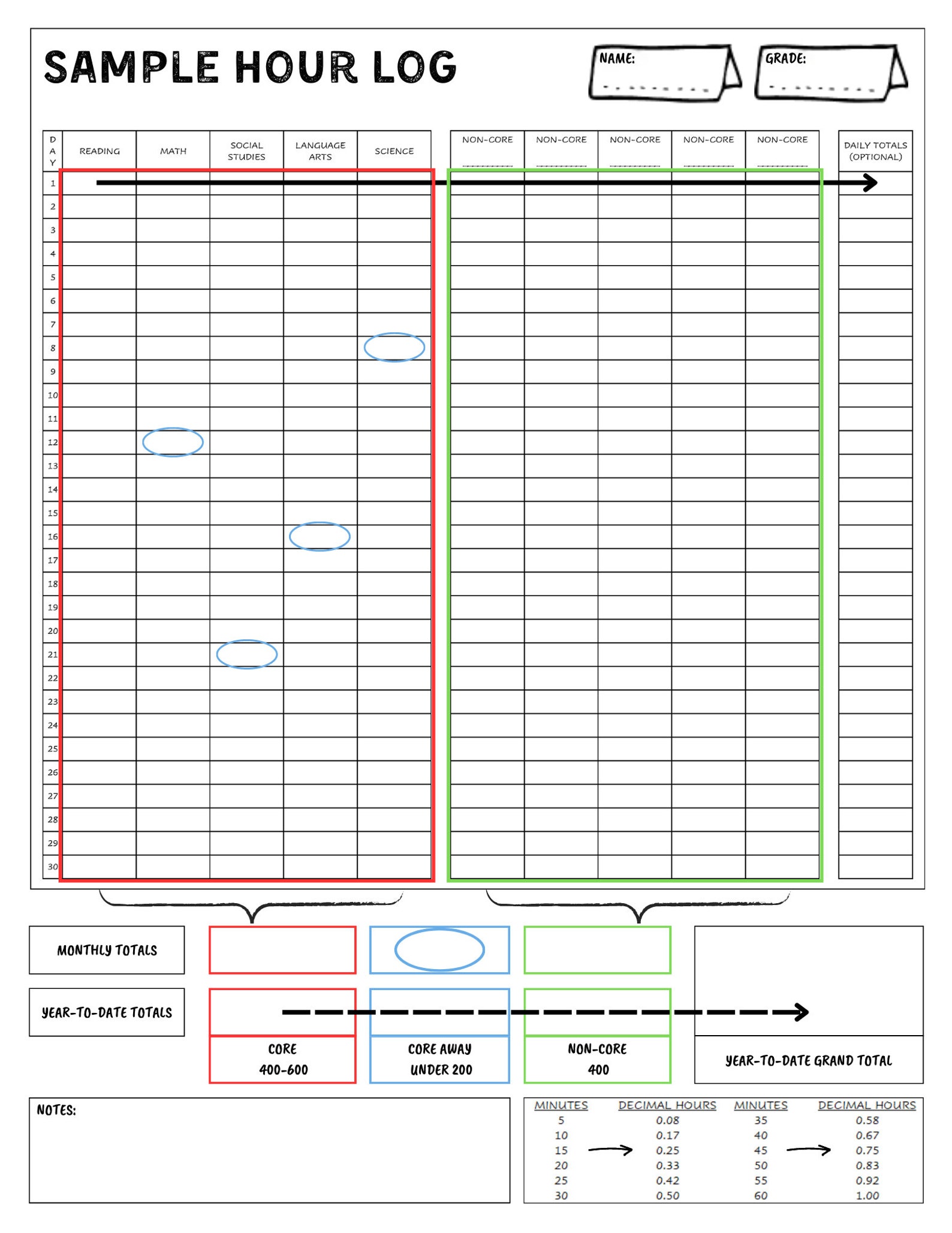 Missouri Homeschool Hour Log 2023-2024 Minimalist - Etsy