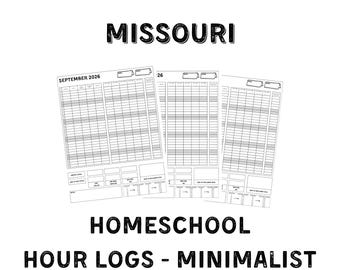 Registro de horas de educación en casa en Missouri 2026-2027 - Minimalista