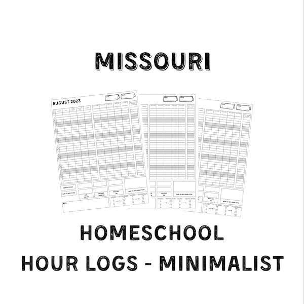 Missouri Homeschool Hour Log 2023-2024 - Minimalist