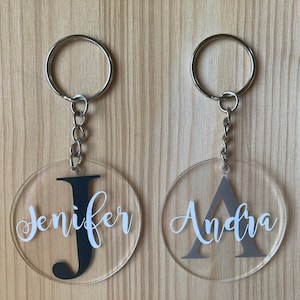 Porte-clés personnalisés en acrylique, Initiale porte-clés, Porte-clés avec nom, Porte-clés personnalisé, Étiquettes de clés personnalisées, Porte-clés transparent avec nom, Cadeau