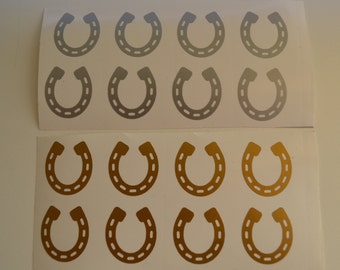 Set of 12 Horseshoe stickers, Wedding Stickers, Horse Shoe Decal, Party Invitations