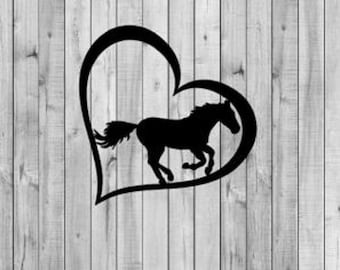 Horse Heart love decal, Horse with Heart, Horse decal, horse sticker, vinyl decal, horse lover