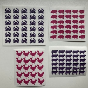 Set van 20 kleine stickers maaltijdkeuze, maaltijdoptie-indicator vinylstickers, stickers trouwmenu, maaltijdstickers, kaartstickers bruiloft