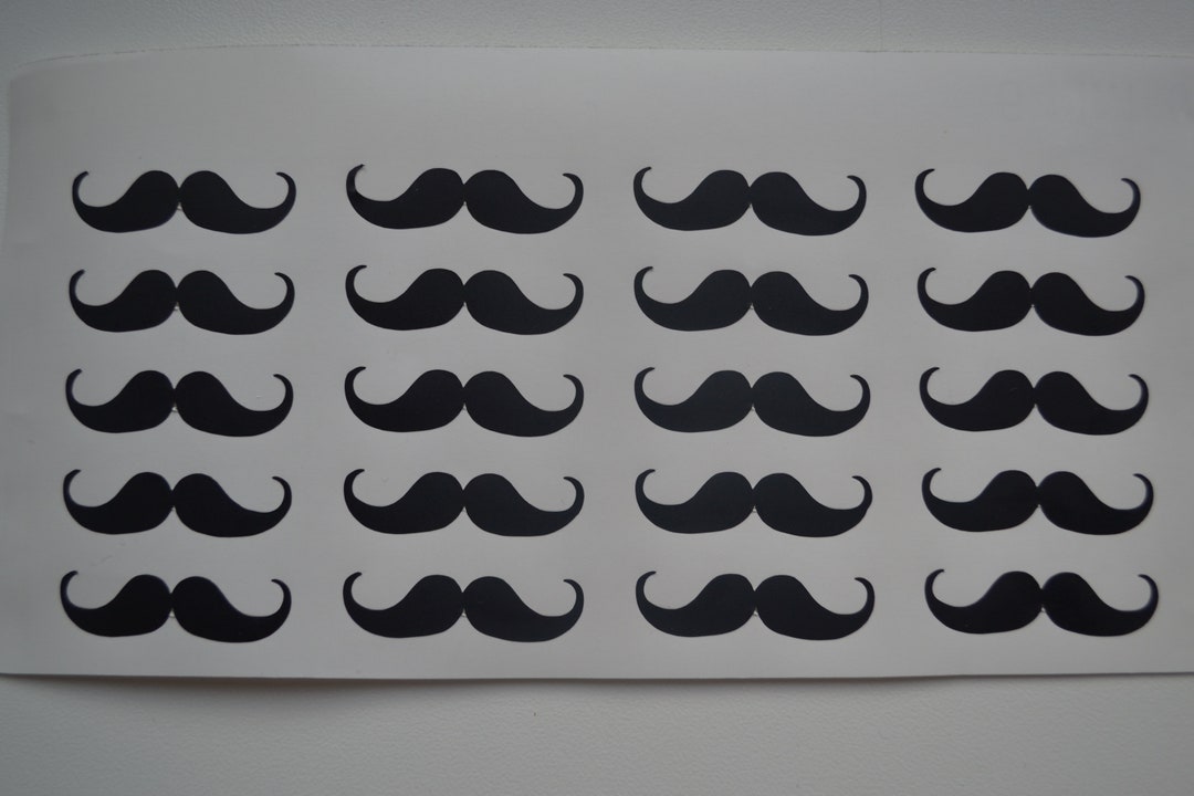 Set of 20 Mustache Stickers, Mustache Vinyl Decal, Mustache Cup