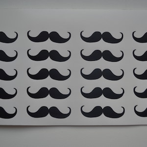 Set of 20 Mustache Stickers, Mustache Vinyl Decal, Mustache Cup Stickers, Little Man Party Stickers, Mustache Envelope Seal