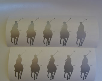 Set of 6 Polo player decal, polo player decorations, polo horse decal stickers