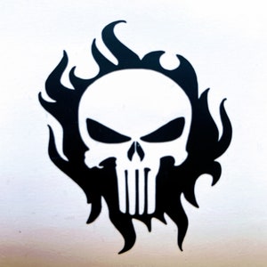 Skull Vinyl Decal, Skull with flames decal, Skull with flames sticker, Skull car window decal, Skull decal