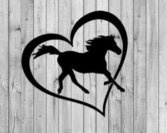 Horse Heart love decal, Horse with Heart, Horse decal, horse sticker, vinyl decal, horse lover