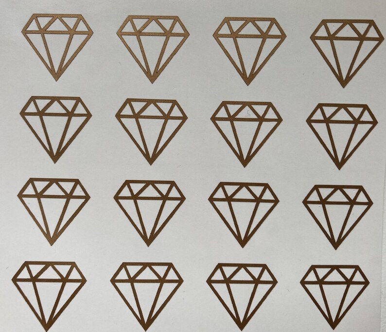 Set of 20 Diamond Vinyl Stickers, Ring Diamond Decal, Bridal Shower ...