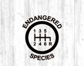 6 Speed Endangered Species Gear Shift Decal - 6 Speed Diagram - Manual Shift Car Stick Shift Manual transmission Car Decal Truck Decal