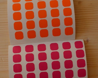 Set of 50 Rounded Squares Vinyl Decals, Decorative Squares Decals