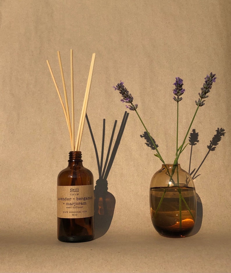 Lavender Bergamot Marjoram Reed Diffuser With Essential Oils. A Calming