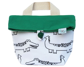 Little kids bag handmade in London with cute crocodile design, toddler bag for little kid, personalised birthday gift for children