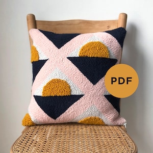 Punch Needle Pattern for Sunset Pillow - Instant Download Printable PDF