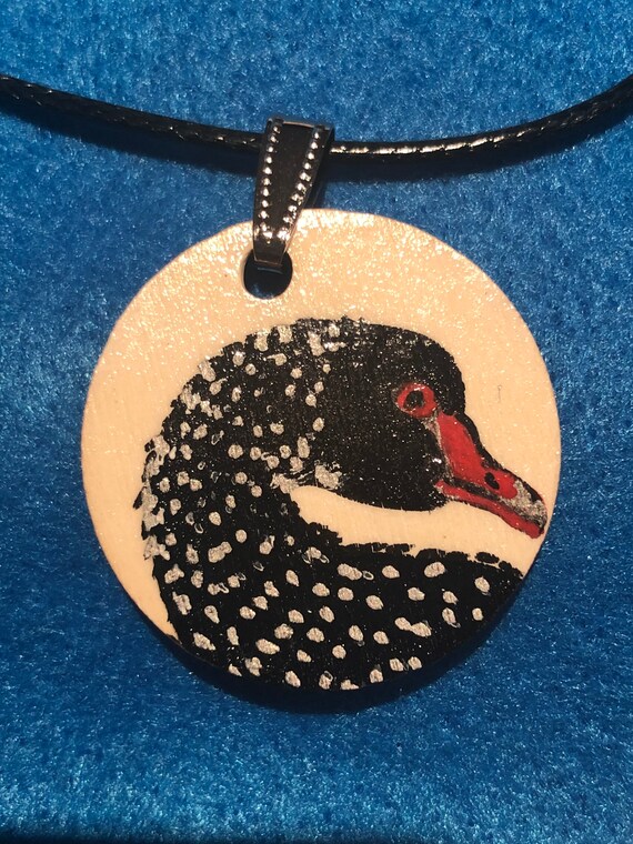 Black Swan Necklacewooden Handpainted Black Swan Pendant With Etsy UK