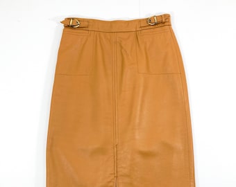 Vintage Leather Skirt / Jesire / Tan / Leather / Vintage / Size 4