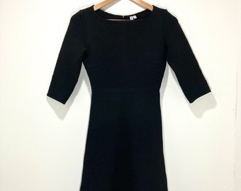 Short Cocktail Dress / & Other Stories / Ribbed / 1980s inspired / Black / Modern Vintage / Size 6/ EU 34