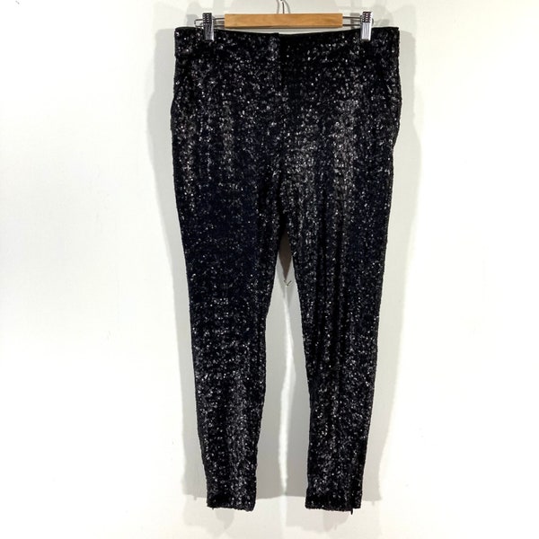 Pantalon à paillettes / Suivant / Noir / Paillettes / Brillant / Vintage moderne / UK 10