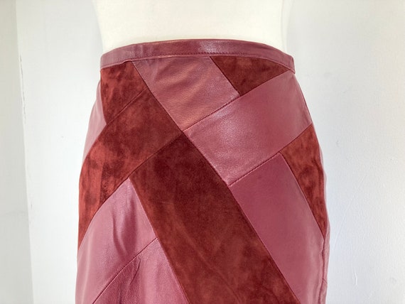 Leather Midi Skirt / Betty Jackson / Red / Leathe… - image 6