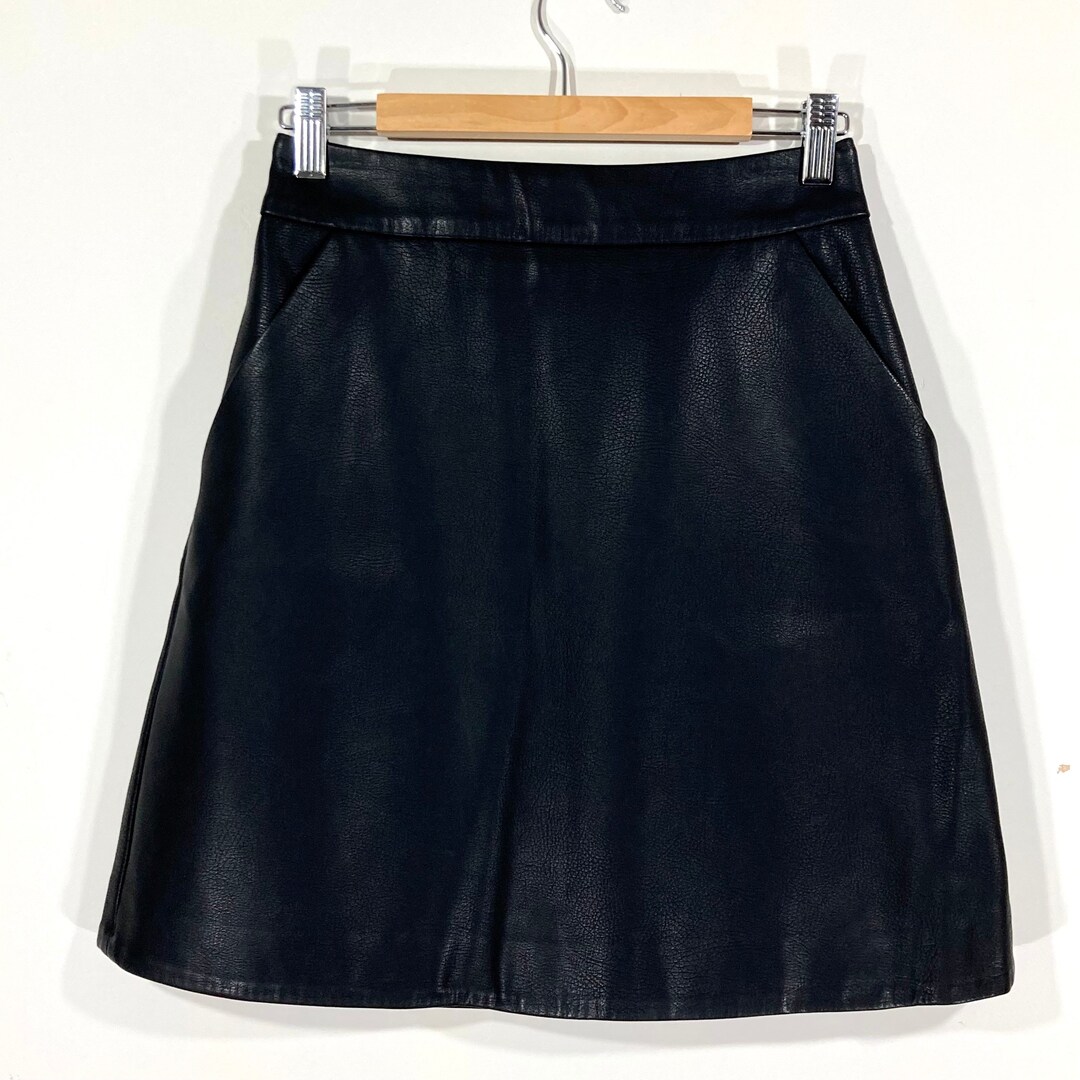 Faux leather ruffle mini skirt warehouse online
