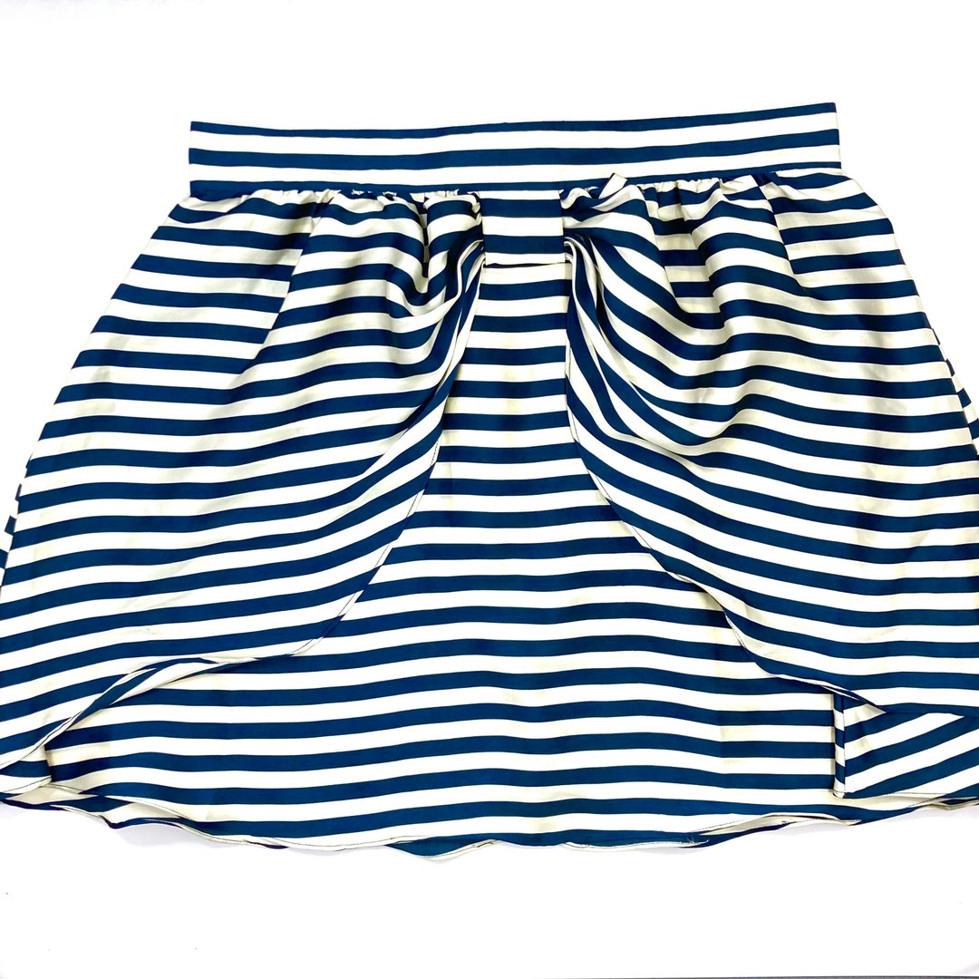 Striped Mini Skirt H&M Blue White Satin Tulip Skirt