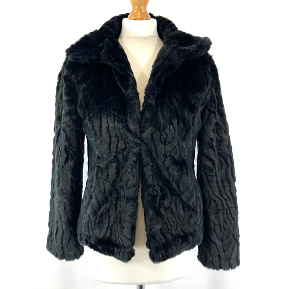 Faux Fur Coat / Wallis / Black /Modern Vintage / Size… - Gem