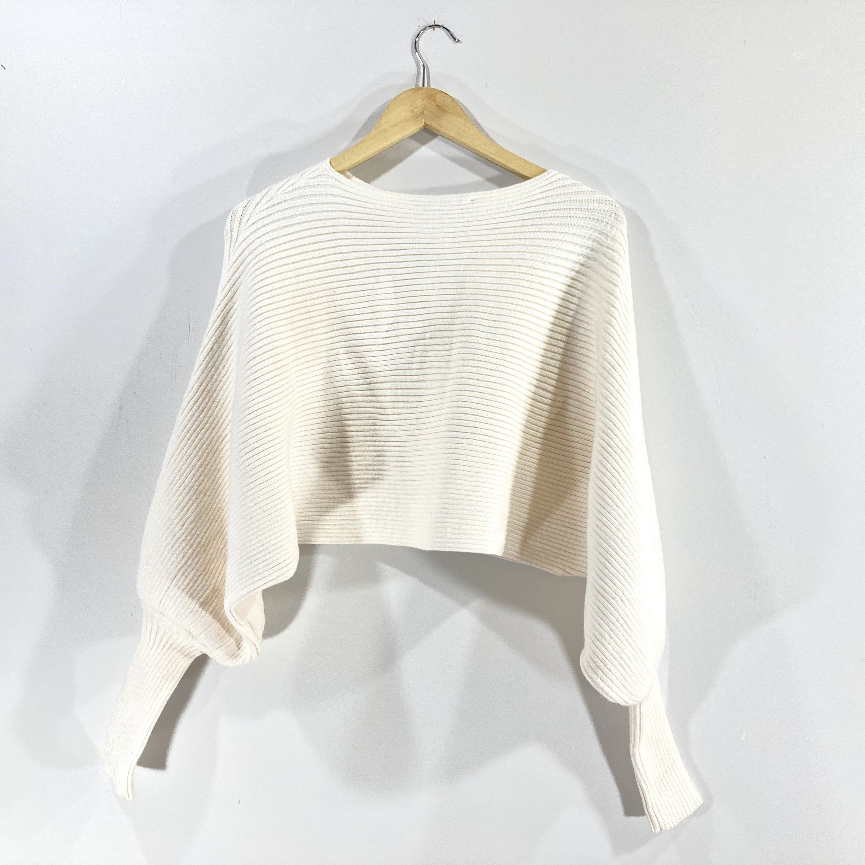 Pull ample Zara Blanc Crème Côtelé Lâche Vintage