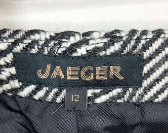 Jupe Midi Jaeger En Laine Noire, Coupe A, Taille 12 - Vintage Des Années 80/90