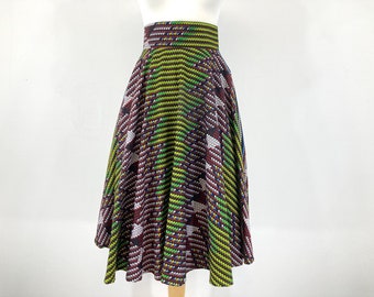 African Print Skirt / Tess Courture / African / Abstract / Modern Vintage / Size UK 10