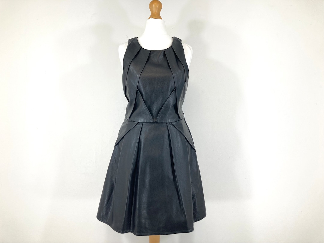 faux leather dress topshop Topshop faux leather mini shirt dress in black