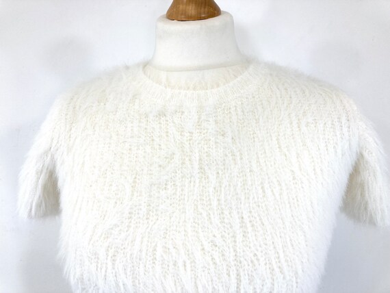 Cropped Sweater / Zara / White / Fluffy / Pullove… - image 7