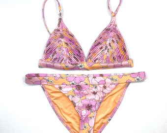 Floral Bikini / Reiss / Pink / Orange / Floral / Pattern / Swimsuit / Modern Vintage / Size S/M