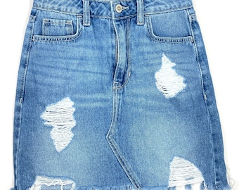 Minigonna distressed denim / Hollister / Blu / Distressed / Denim / Vintage moderno / Taglia 0