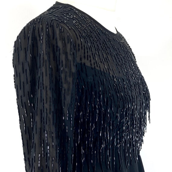 Beaded Tassel Midi Dress / Topshop / Black / Bead… - image 4