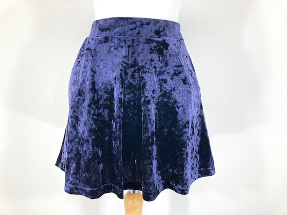 Crushed Velvet Skater Skirt Black Velvet Circle Skirt Crushed