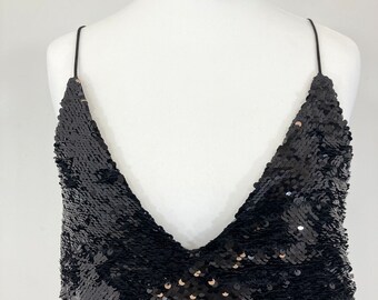 Top Zara Dos Nu Avec Sequins Noirs - Taille M - Occasion Très Bon état