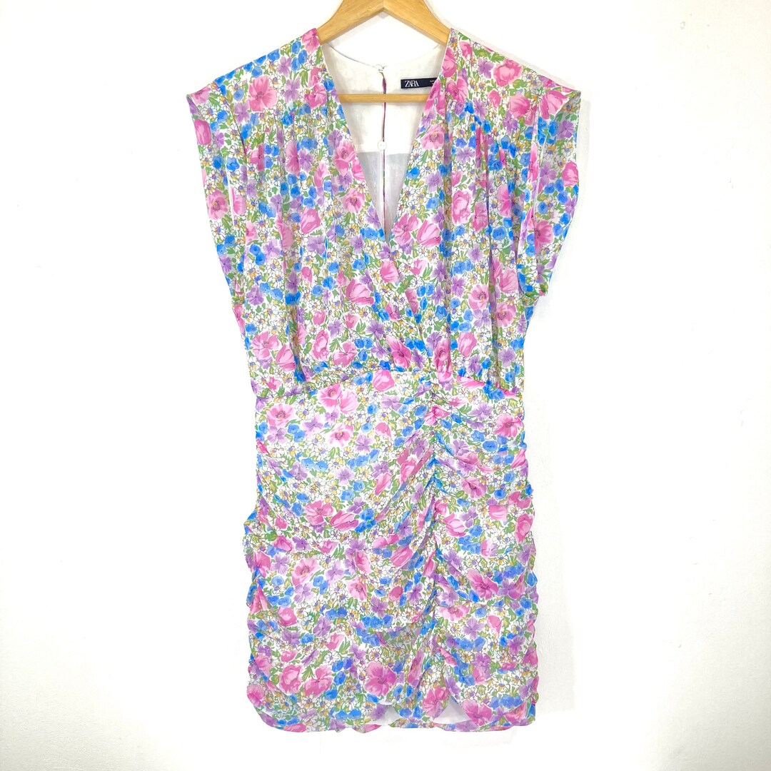 zara blue floral mini dress Zara Floral Mini Dress
