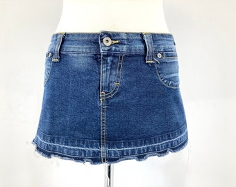 Distressed Denim Micro Skirt / Ben Sherman / Blue / Distressed / Denim / Modern Vintage / Size L