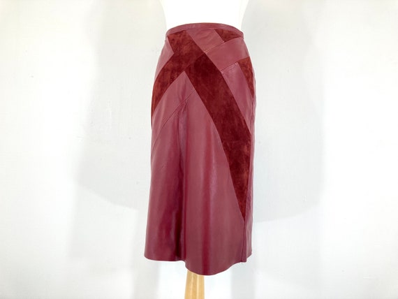 Leather Midi Skirt / Betty Jackson / Red / Leathe… - image 5
