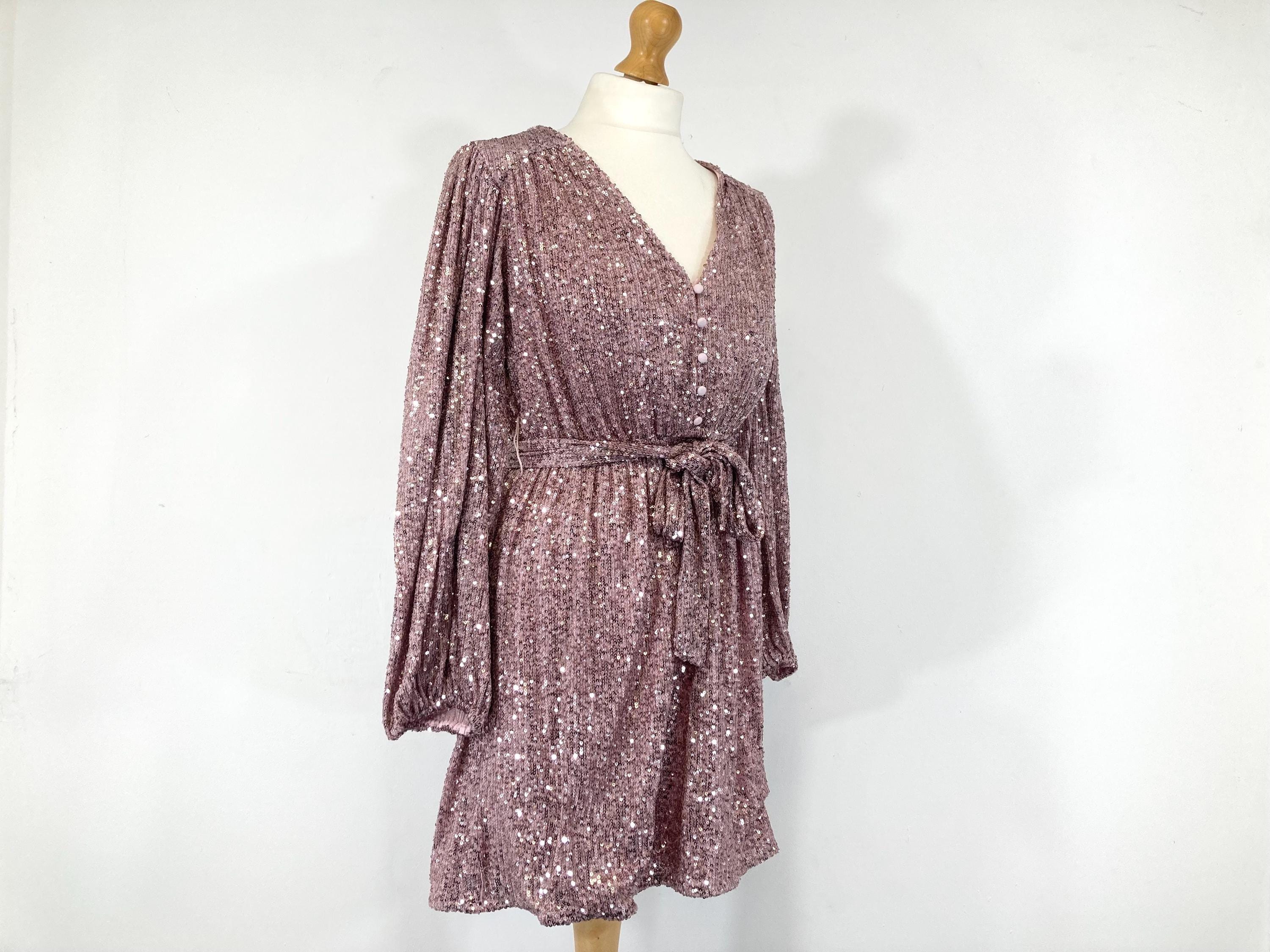 River Island Womens Pink sequin belted mini dress