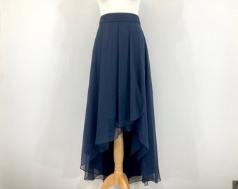 Jupe superposée / Côte / Bleu / Satin / Vintage moderne / Taille UK 12