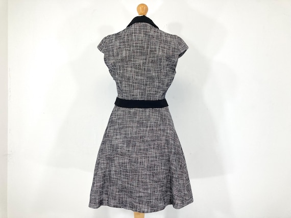 black white tweed dress White and Black Button Down Tweed Mini Dress S