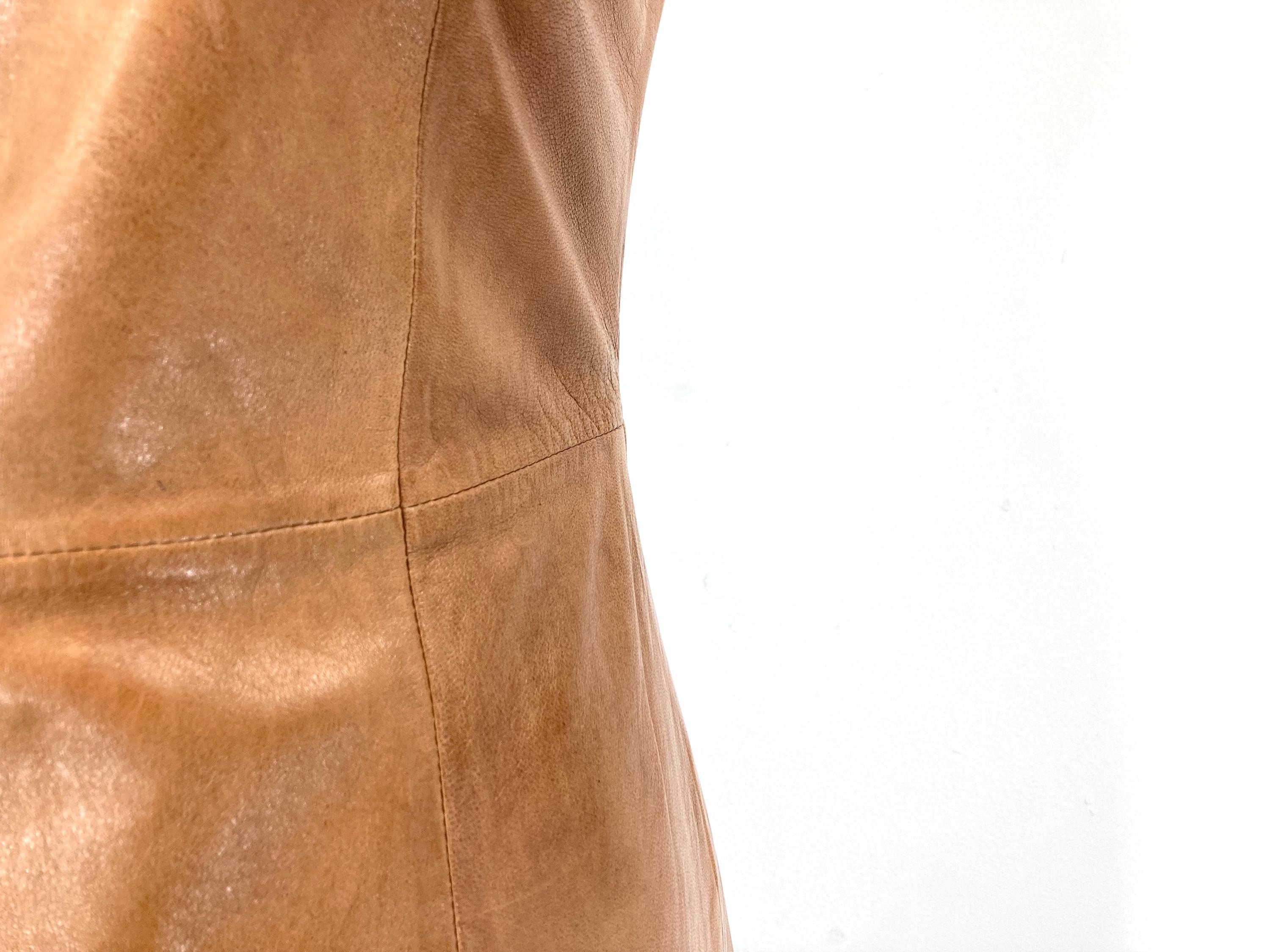 Tan Leather Dress / Kaliko / Tan / Brown / Modern Vintage / Size UK 10 -  Etsy