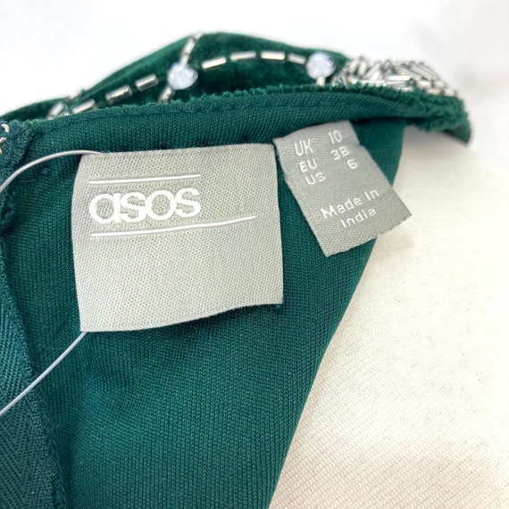 Beaded Velvet Dress / ASOS tall / Green / Beaded … - image 3